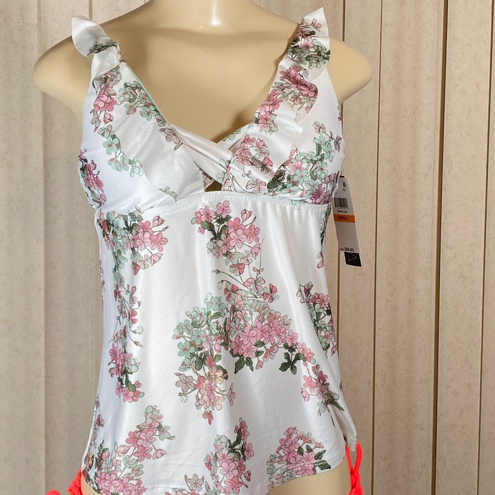 Soluna Swim Tankini Top White And Floral Top